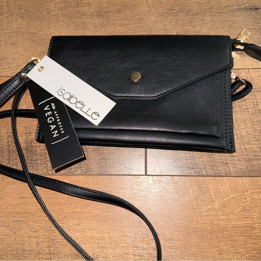 Isabelle Black Vegan Crossbody Bag